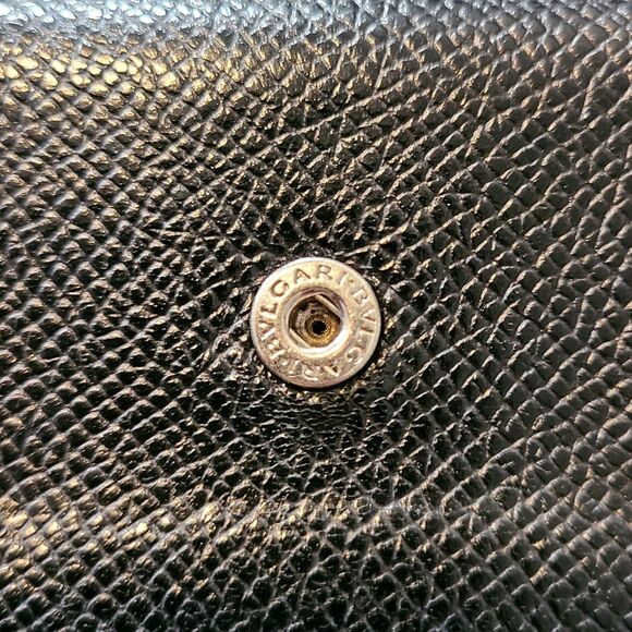 Bulgari - Signature Black Leather & Silver Accent Fold-Over Long Wallet, GUC - Picture 11 of 13